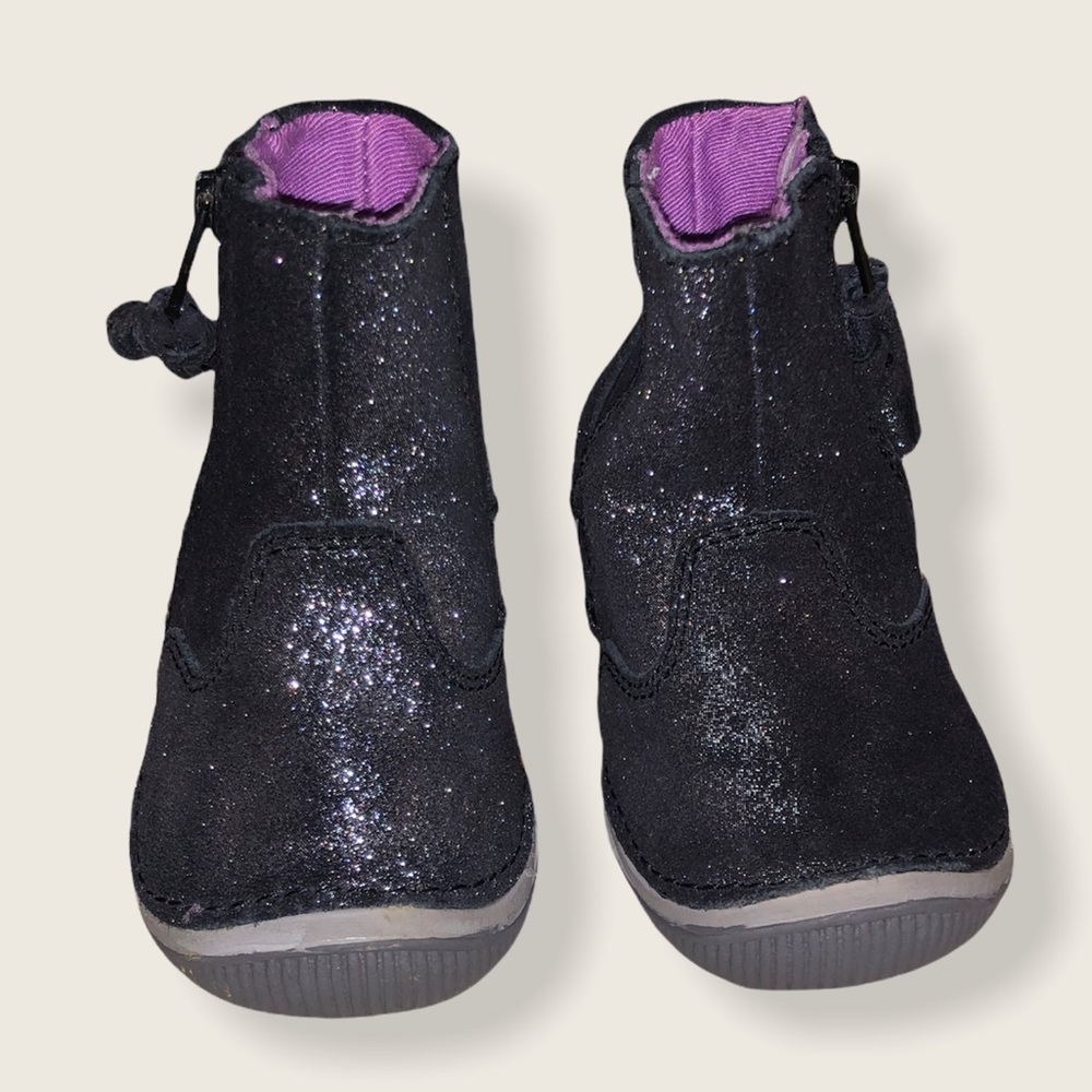 Stride Rite Black Sparkle Ankle Boots For Toddlers Size 5